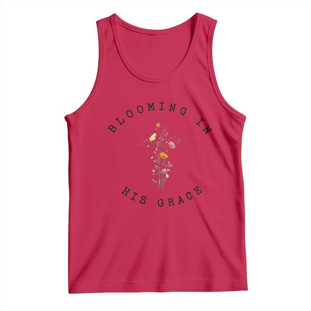 Blooming in His Grace Tank Top Boho Wildflower Christian Faith TS14 Red Print Your Wear