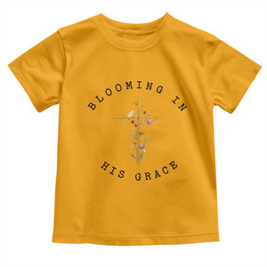 Blooming in His Grace Toddler T Shirt Boho Wildflower Christian Faith TS14 Gold Print Your Wear
