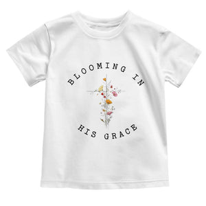 Blooming in His Grace Toddler T Shirt Boho Wildflower Christian Faith TS14 White Print Your Wear