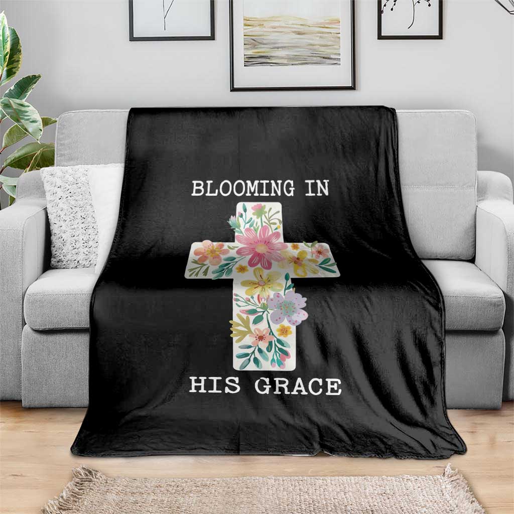 Blooming in His Grace Boho Christian Wildflower Throw Blanket Floral Cross Religious TS14 Print Your Wear
