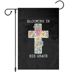 Blooming in His Grace Boho Christian Wildflower Garden Flag Floral Cross Religious TS14 Black Print Your Wear