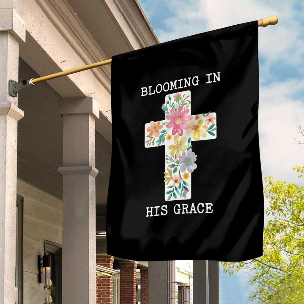 Blooming in His Grace Boho Christian Wildflower Garden Flag Floral Cross Religious TS14 Print Your Wear