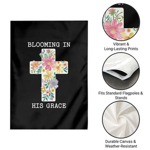 Blooming in His Grace Boho Christian Wildflower Garden Flag Floral Cross Religious TS14 Print Your Wear