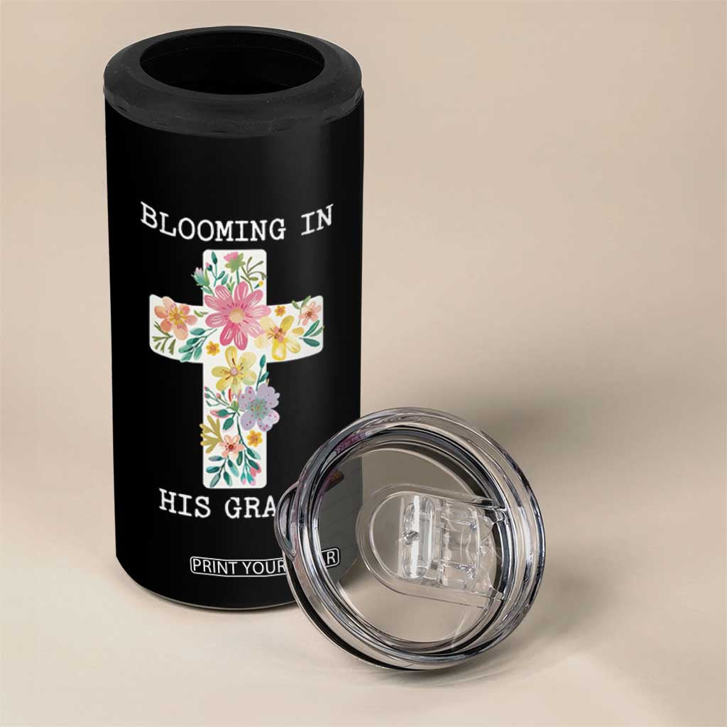 Blooming in His Grace Boho Christian Wildflower 4 in 1 Can Cooler Tumbler Floral Cross Religious TS14 Print Your Wear