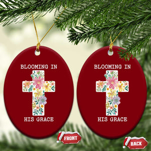Blooming in His Grace Boho Christian Wildflower Ceramic Ornament Floral Cross Religious TS14 Print Your Wear