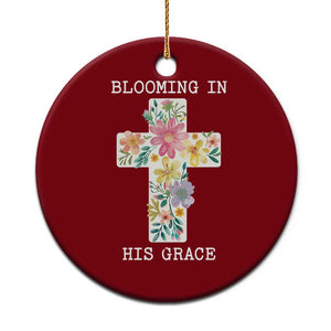Blooming in His Grace Boho Christian Wildflower Ceramic Ornament Floral Cross Religious TS14 1pc Red Print Your Wear