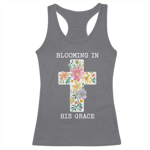Blooming in His Grace Boho Christian Wildflower Racerback Tank Top Floral Cross Religious TS14 Charcoal Print Your Wear