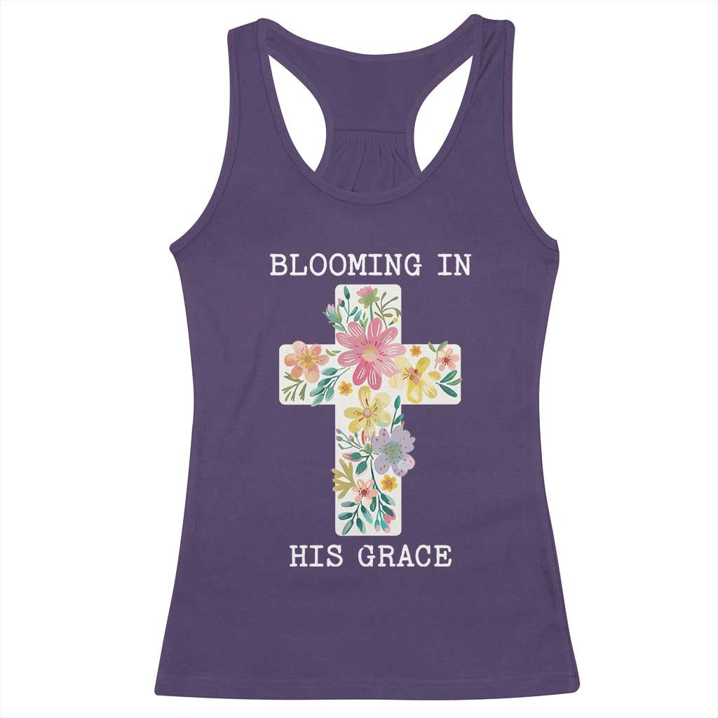 Blooming in His Grace Boho Christian Wildflower Racerback Tank Top Floral Cross Religious TS14 Purple Print Your Wear