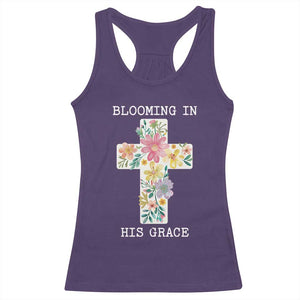 Blooming in His Grace Boho Christian Wildflower Racerback Tank Top Floral Cross Religious TS14 Purple Print Your Wear
