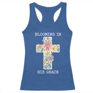Blooming in His Grace Boho Christian Wildflower Racerback Tank Top Floral Cross Religious TS14 Royal Blue Print Your Wear