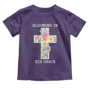 Blooming in His Grace Boho Christian Wildflower Toddler T Shirt Floral Cross Religious TS14 Purple Print Your Wear