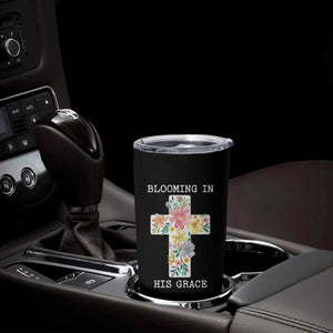 Blooming in His Grace Boho Christian Wildflower Tumbler Cup Floral Cross Religious TS14 Print Your Wear