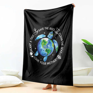 Earth Day Sea Turtle Throw Blanket Save Bees Plant Trees Clean Seas Environmentalist TS14 Print Your Wear