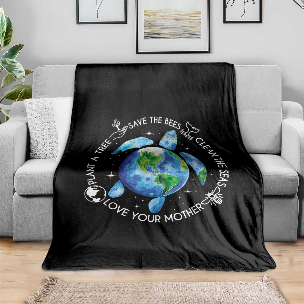Earth Day Sea Turtle Throw Blanket Save Bees Plant Trees Clean Seas Environmentalist TS14 Print Your Wear