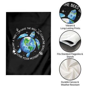 Earth Day Sea Turtle Garden Flag Save Bees Plant Trees Clean Seas Environmentalist TS14 Print Your Wear