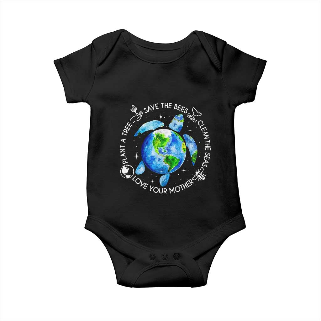 Earth Day Sea Turtle Baby Onesie Save Bees Plant Trees Clean Seas Environmentalist TS14 Black Print Your Wear