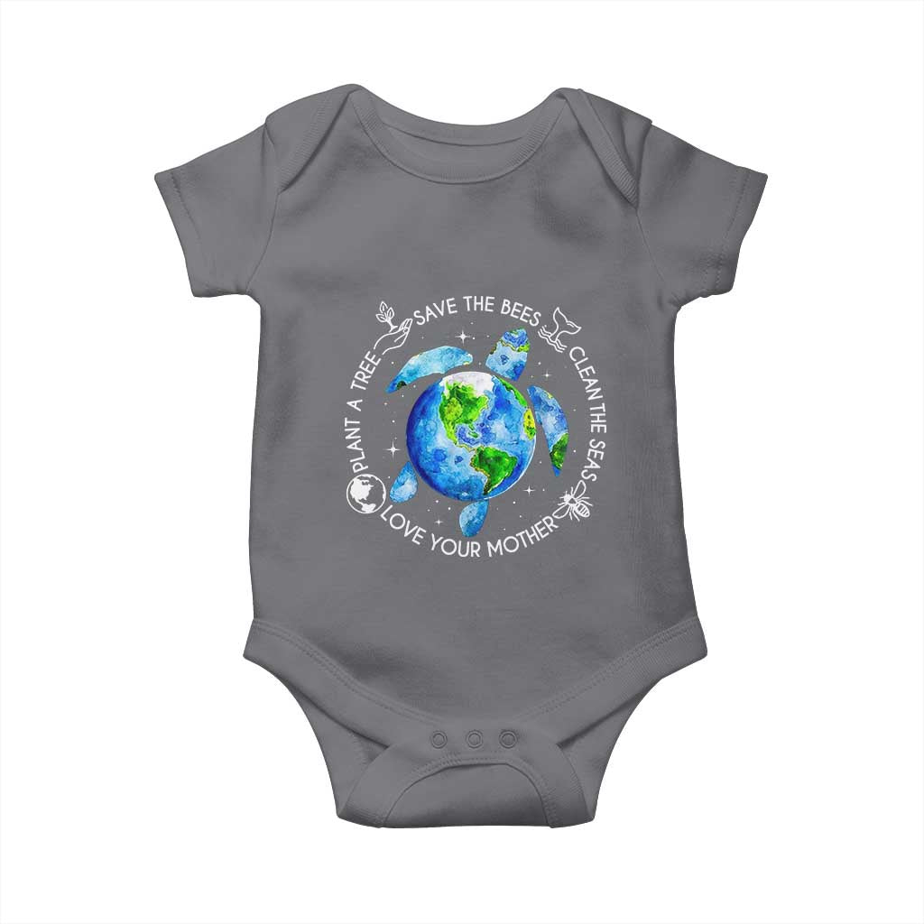 Earth Day Sea Turtle Baby Onesie Save Bees Plant Trees Clean Seas Environmentalist TS14 Charcoal Print Your Wear