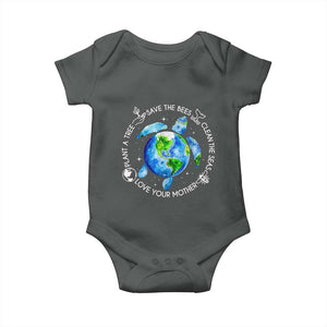 Earth Day Sea Turtle Baby Onesie Save Bees Plant Trees Clean Seas Environmentalist TS14 Dark Heather Print Your Wear