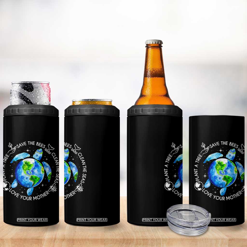 Earth Day Sea Turtle 4 in 1 Can Cooler Tumbler Save Bees Plant Trees Clean Seas Environmentalist TS14 Print Your Wear
