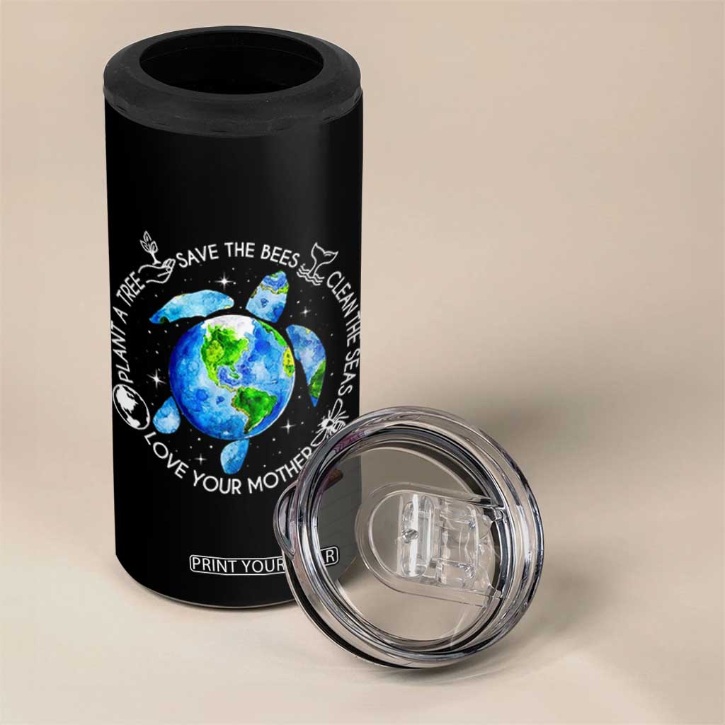 Earth Day Sea Turtle 4 in 1 Can Cooler Tumbler Save Bees Plant Trees Clean Seas Environmentalist TS14 Print Your Wear