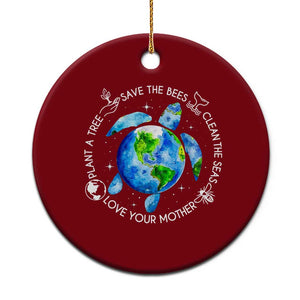 Earth Day Sea Turtle Ceramic Ornament Save Bees Plant Trees Clean Seas Environmentalist TS14 1pc Red Print Your Wear