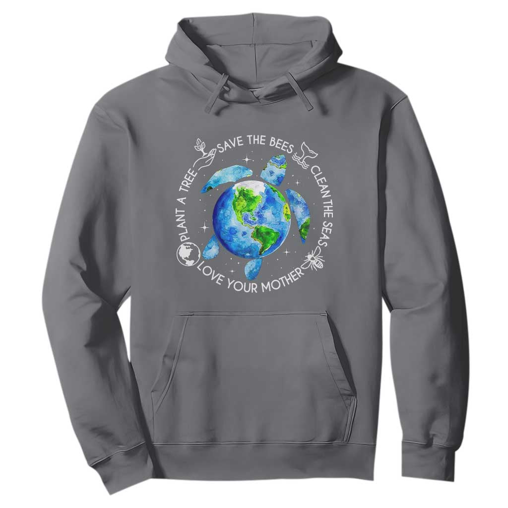 Earth Day Sea Turtle Hoodie Save Bees Plant Trees Clean Seas Environmentalist TS14 Charcoal Print Your Wear