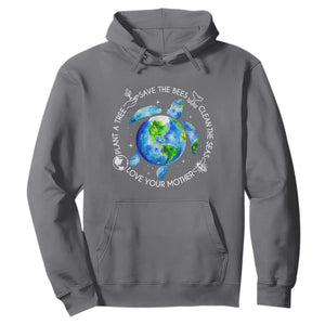 Earth Day Sea Turtle Hoodie Save Bees Plant Trees Clean Seas Environmentalist TS14 Charcoal Print Your Wear