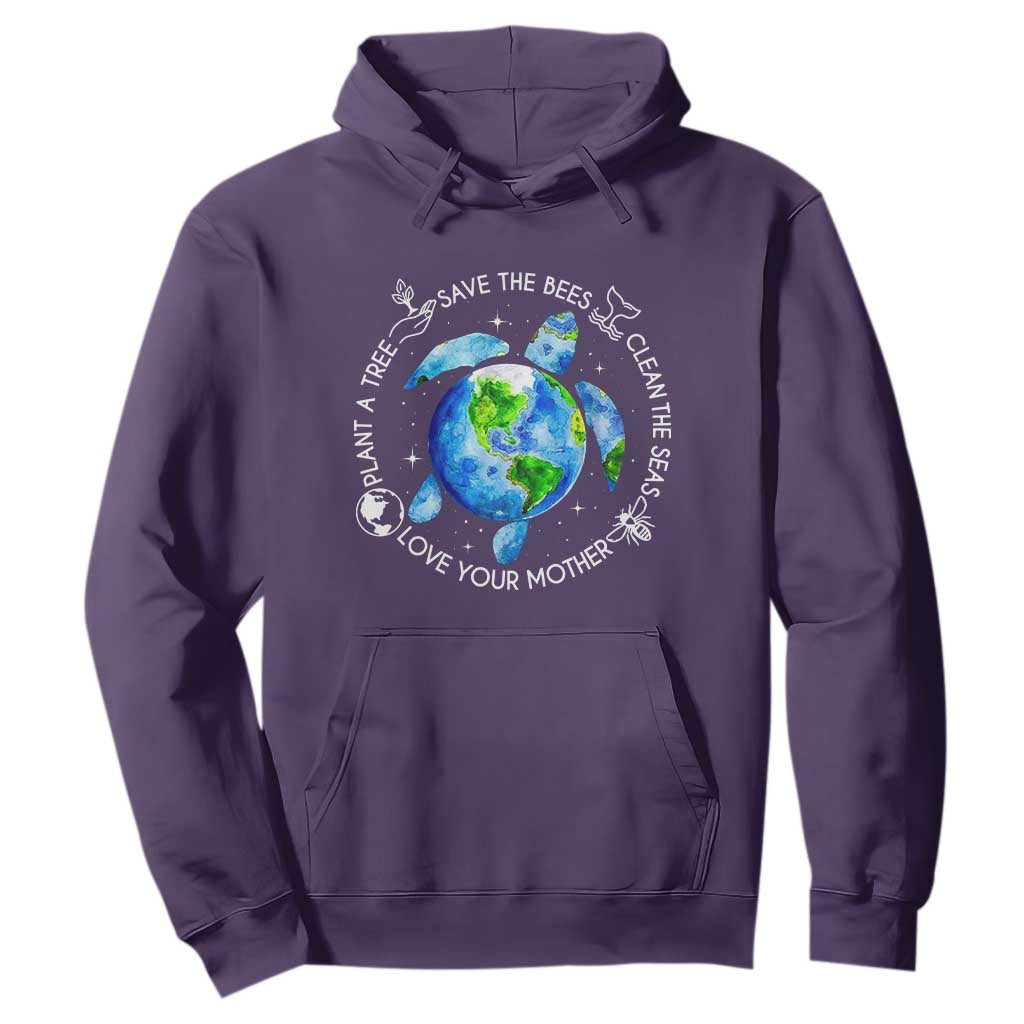 Earth Day Sea Turtle Hoodie Save Bees Plant Trees Clean Seas Environmentalist TS14 Purple Print Your Wear