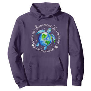 Earth Day Sea Turtle Hoodie Save Bees Plant Trees Clean Seas Environmentalist TS14 Purple Print Your Wear
