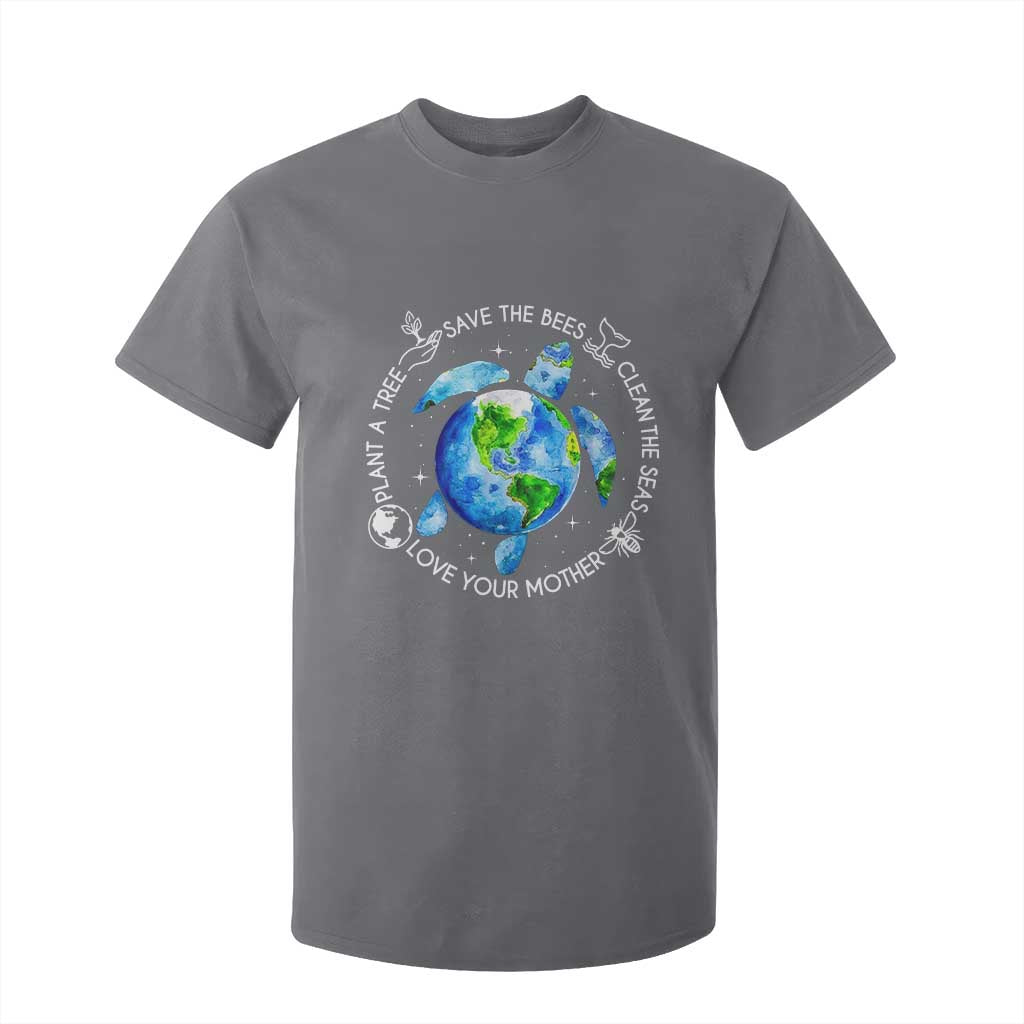 Earth Day Sea Turtle T Shirt For Kid Save Bees Plant Trees Clean Seas Environmentalist TS14 Charcoal Print Your Wear