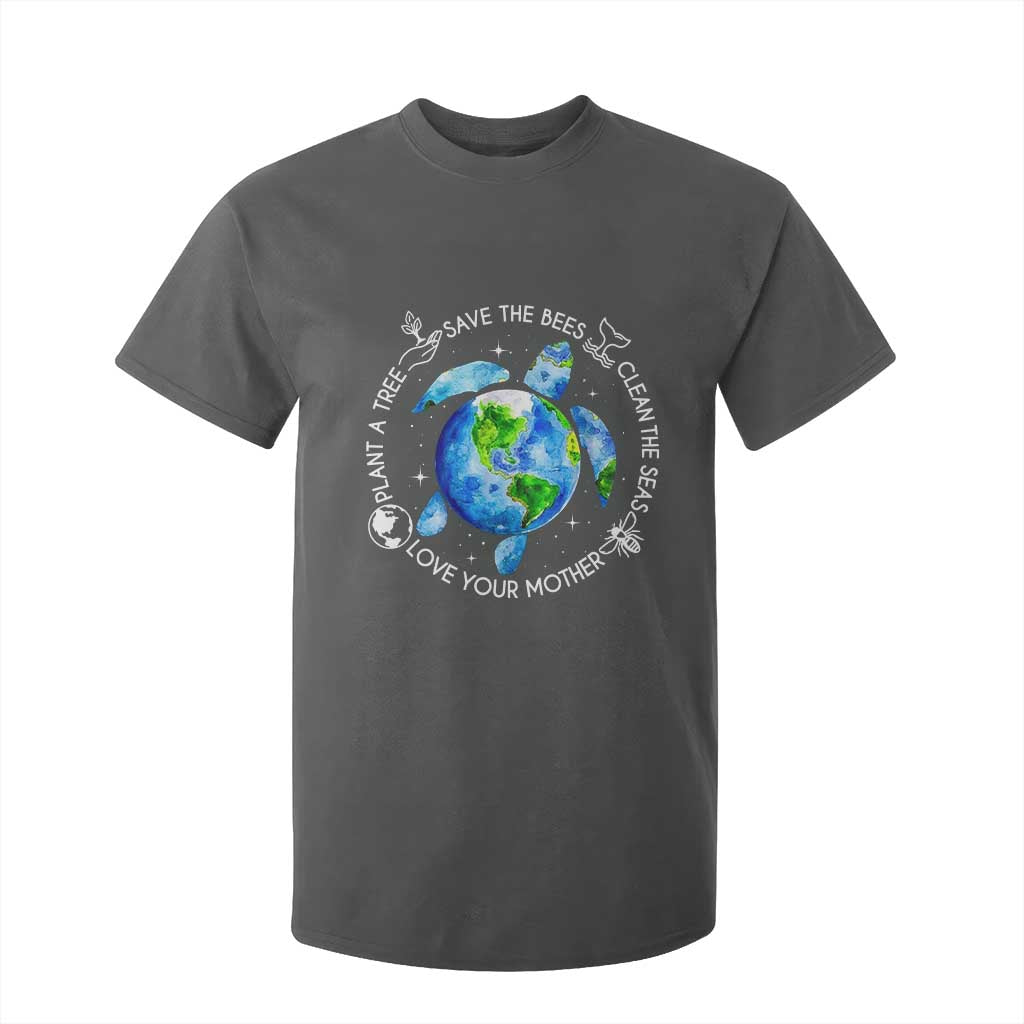 Earth Day Sea Turtle T Shirt For Kid Save Bees Plant Trees Clean Seas Environmentalist TS14 Dark Heather Print Your Wear