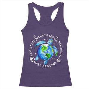 Earth Day Sea Turtle Racerback Tank Top Save Bees Plant Trees Clean Seas Environmentalist TS14 Purple Print Your Wear