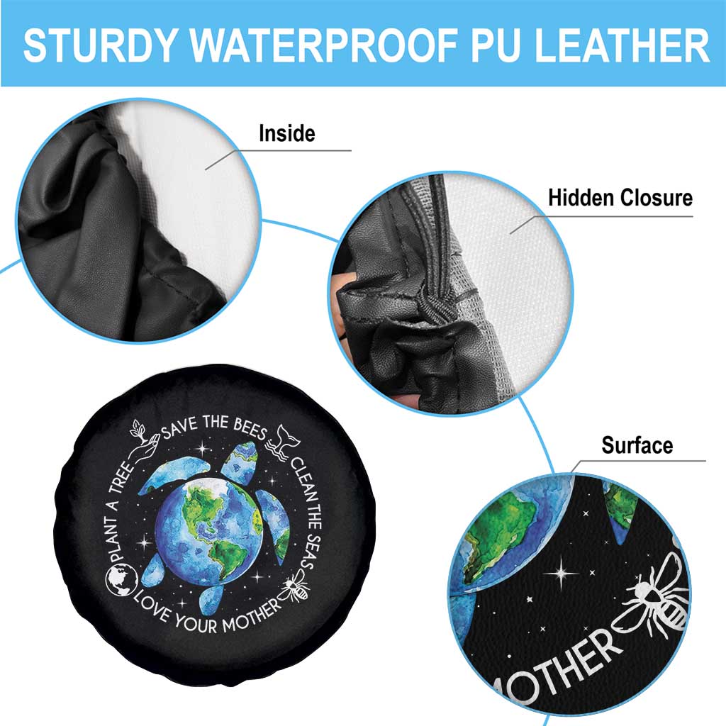 Earth Day Sea Turtle Spare Tire Cover Save Bees Plant Trees Clean Seas Environmentalist TS14 Print Your Wear