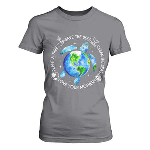 Earth Day Sea Turtle T Shirt For Women Save Bees Plant Trees Clean Seas Environmentalist TS14 Charcoal Print Your Wear