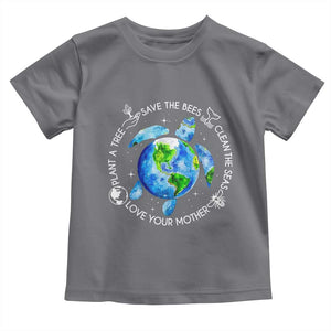 Earth Day Sea Turtle Toddler T Shirt Save Bees Plant Trees Clean Seas Environmentalist TS14 Charcoal Print Your Wear