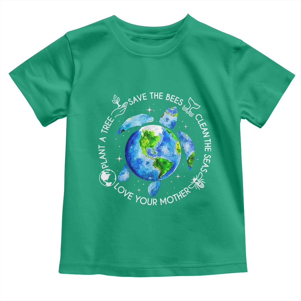 Earth Day Sea Turtle Toddler T Shirt Save Bees Plant Trees Clean Seas Environmentalist TS14 Irish Green Print Your Wear