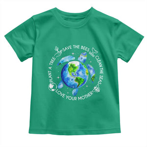Earth Day Sea Turtle Toddler T Shirt Save Bees Plant Trees Clean Seas Environmentalist TS14 Irish Green Print Your Wear