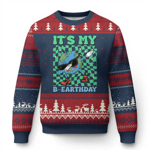 Funny Earth Day Ugly Christmas Sweater Its My B-Earthday TS14 Navy Red Print Your Wear