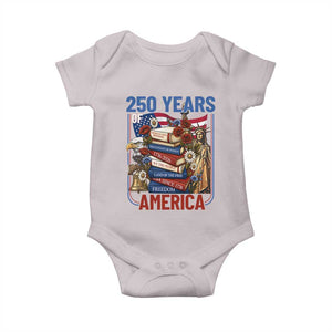250 Years American Anniversary Baby Onesie Patriotic Book Reader 4th of July TS14 Ice Gray Print Your Wear