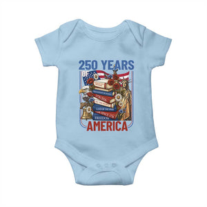250 Years American Anniversary Baby Onesie Patriotic Book Reader 4th of July TS14 Light Blue Print Your Wear