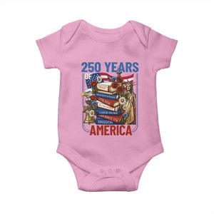 250 Years American Anniversary Baby Onesie Patriotic Book Reader 4th of July TS14 Light Pink Print Your Wear