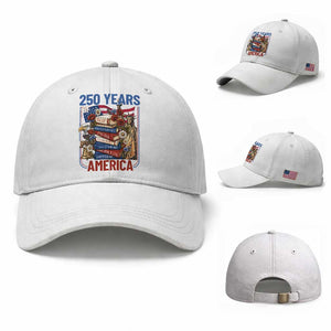 250 Years American Anniversary Baseball Cap Patriotic Book Reader 4th of July TS14 Baseball Cap Universal Fit White Print Your Wear