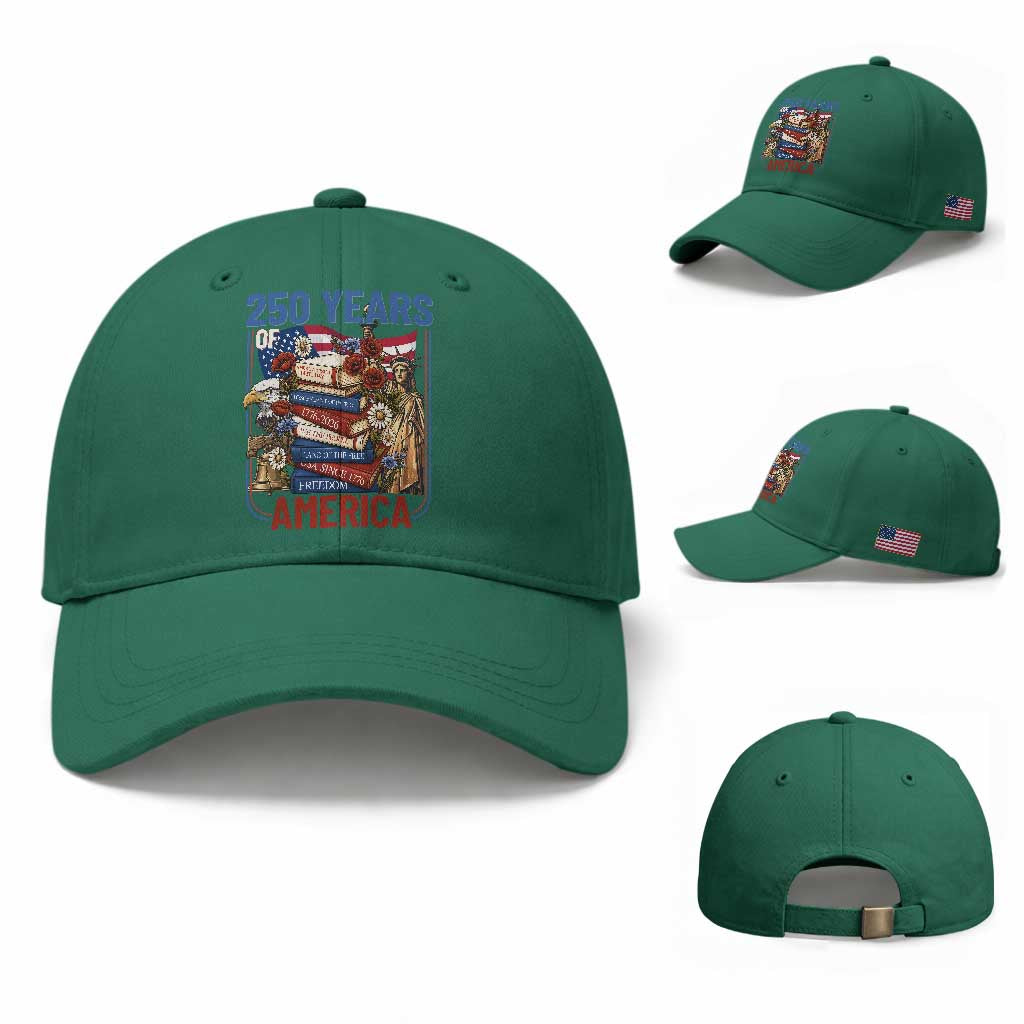 250 Years American Anniversary Baseball Cap Patriotic Book Reader 4th of July TS14 Baseball Cap Universal Fit Irish Green Print Your Wear