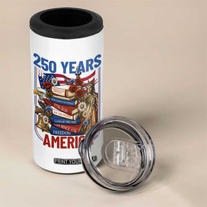 250 Years American Anniversary 4 in 1 Can Cooler Tumbler Patriotic Book Reader 4th of July TS14 Print Your Wear