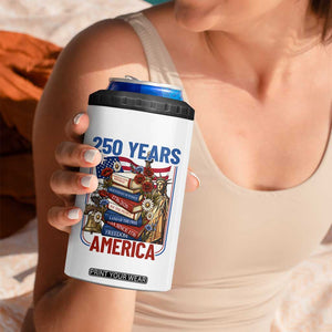250 Years American Anniversary 4 in 1 Can Cooler Tumbler Patriotic Book Reader 4th of July TS14 Print Your Wear