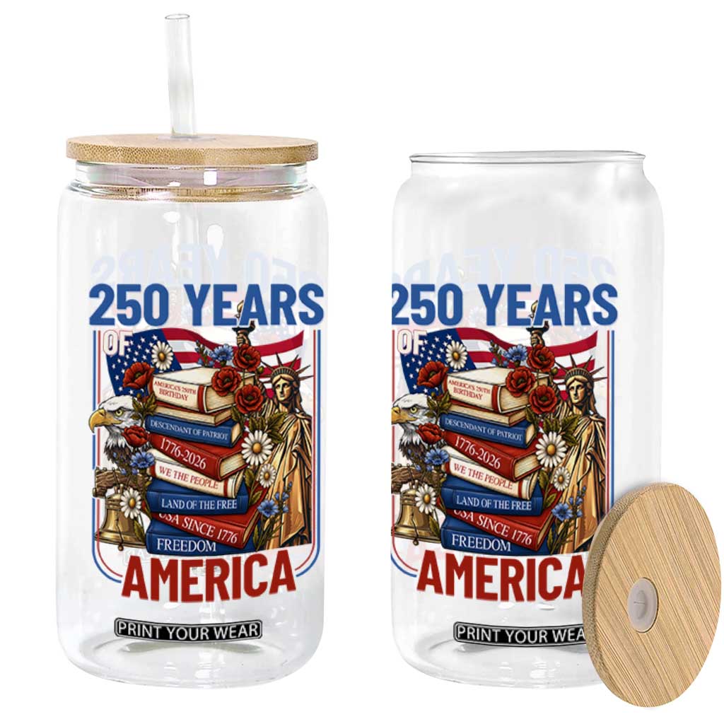 250 Years American Anniversary Glass Can Patriotic Book Reader 4th of July TS14 Print Your Wear