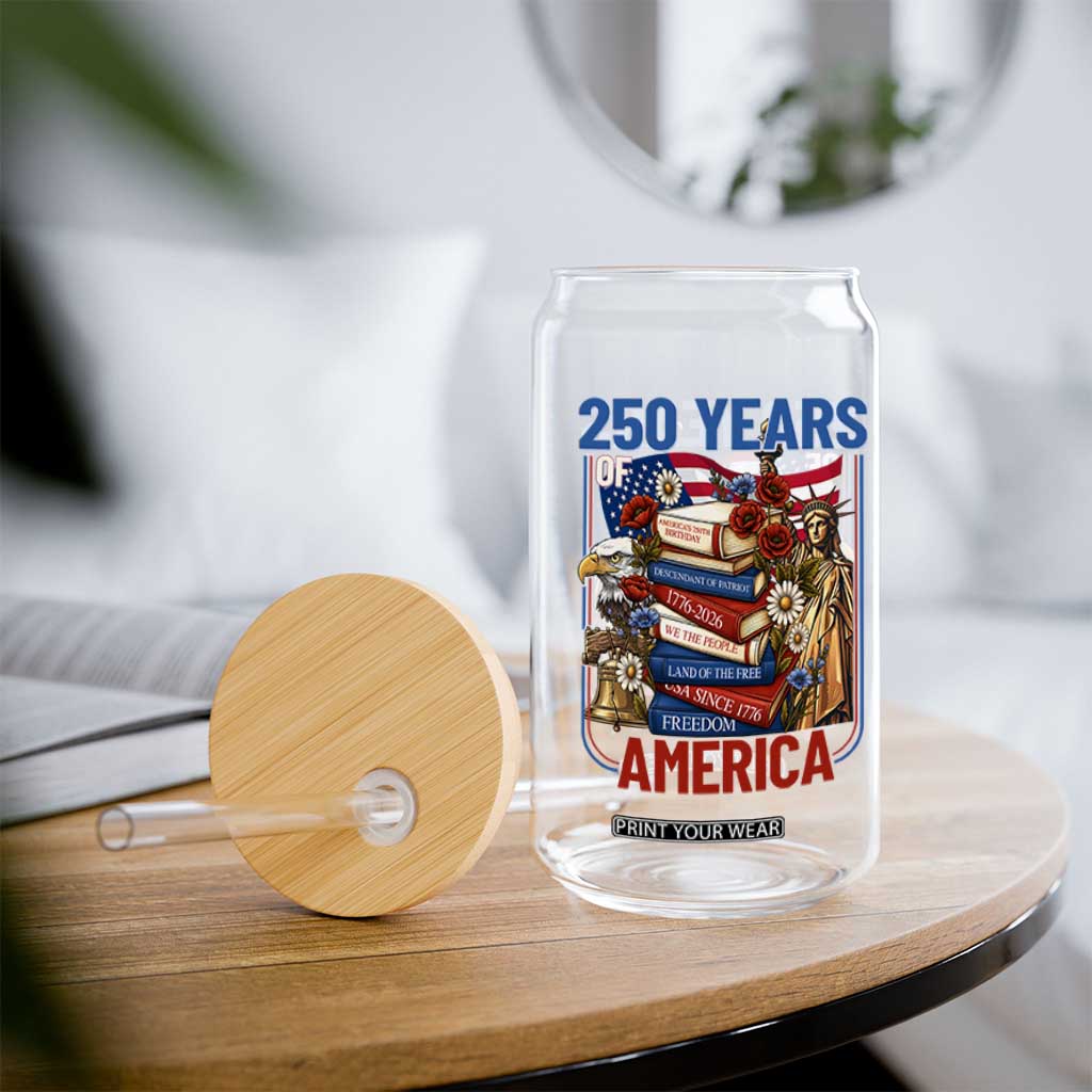 250 Years American Anniversary Glass Can Patriotic Book Reader 4th of July TS14 Print Your Wear