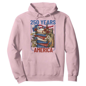 250 Years American Anniversary Hoodie Patriotic Book Reader 4th of July TS14 Light Pink Print Your Wear