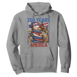 250 Years American Anniversary Hoodie Patriotic Book Reader 4th of July TS14 Sport Gray Print Your Wear