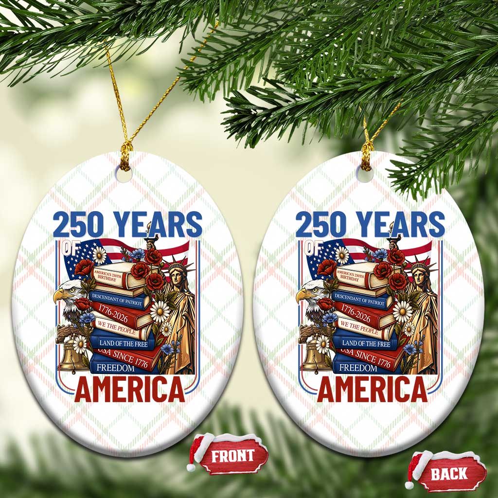 250 Years American Anniversary Ceramic Ornament Patriotic Book Reader 4th of July TS14 Print Your Wear